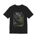 Panda in a raccoon bandit mask t-shirt, black unisex tee