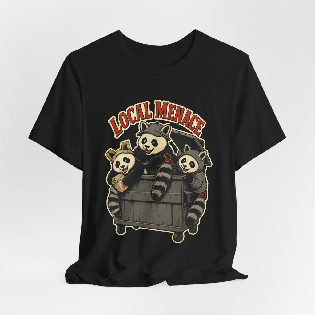 Trash panda t-shirt shown on a black unisex tee, Wrong Habitat