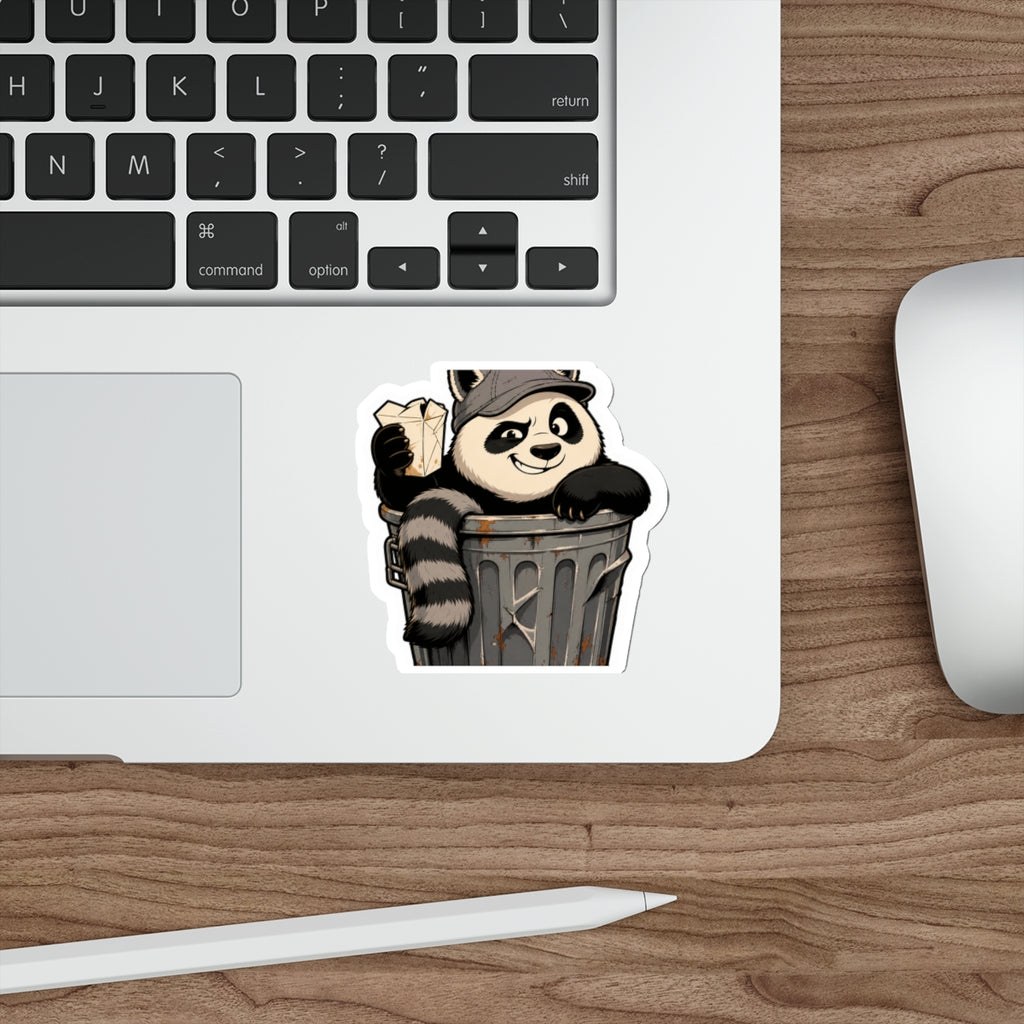 Trash panda die-cut vinyl sticker size comparison, 3, 4 and 5 inch