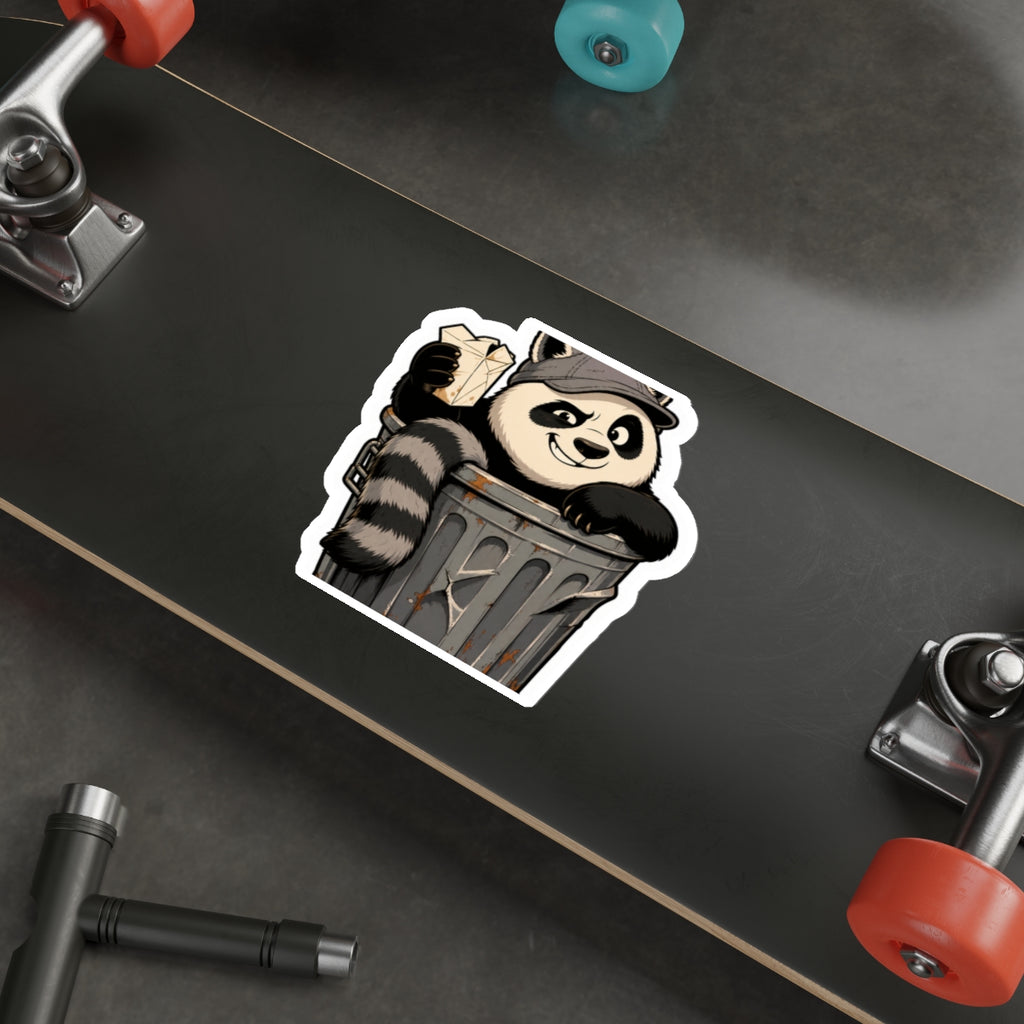 Dumpster-diving trash panda die-cut weatherproof vinyl sticker, Wrong Habitat — additional product view 5