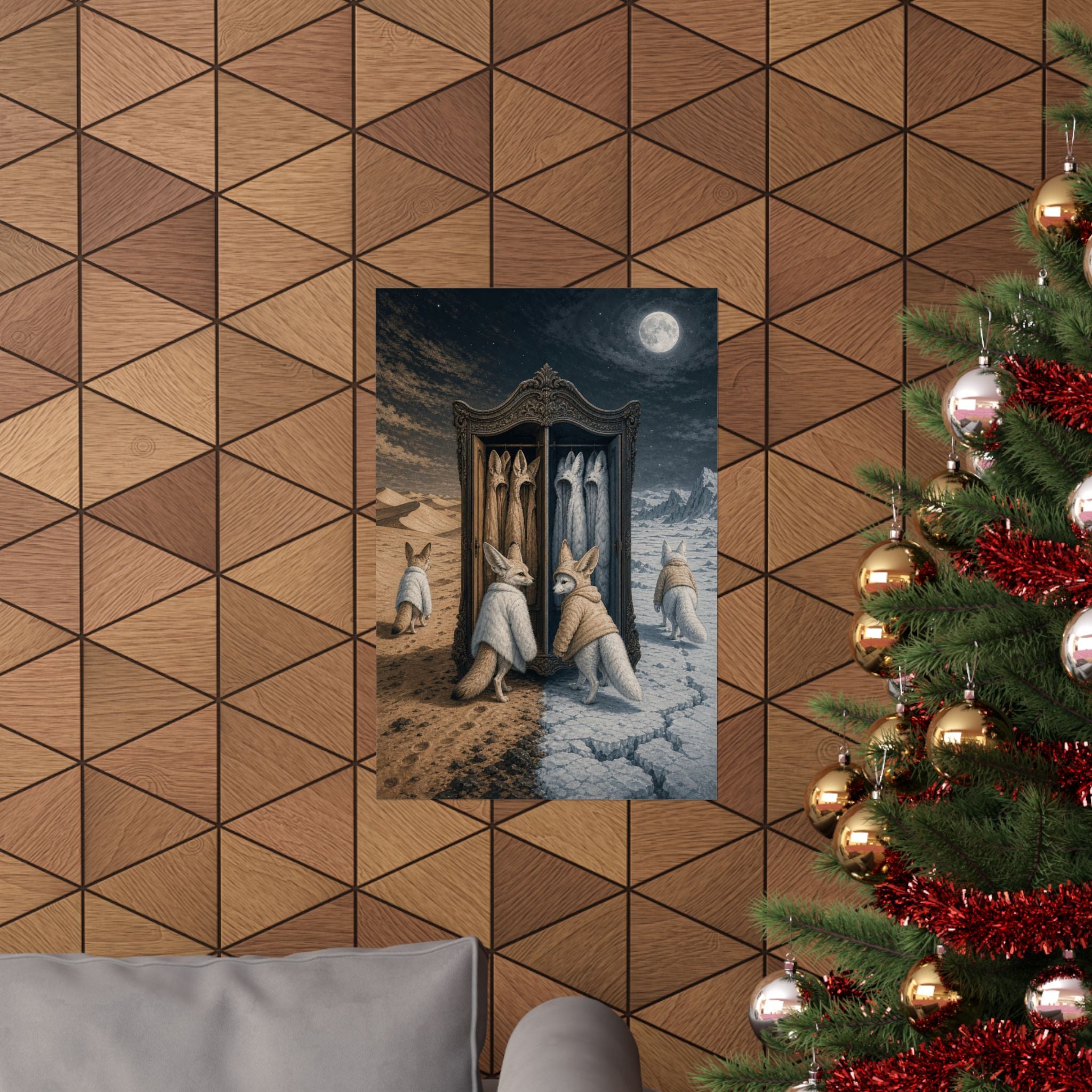 Arctic and fennec fox matte art print, Wrong Habitat — additional product view 2