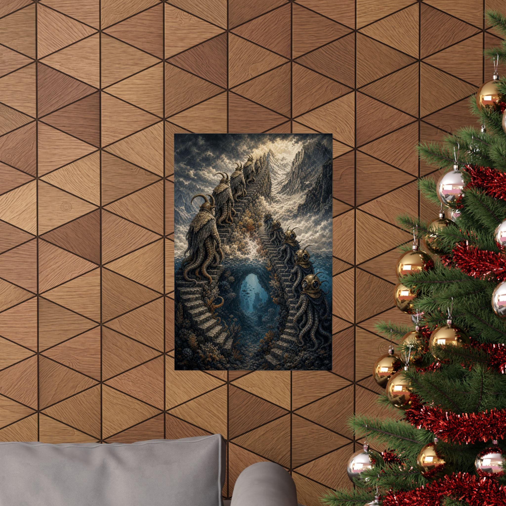 Octopus and mountain goat matte art print, Wrong Habitat — additional product view 2