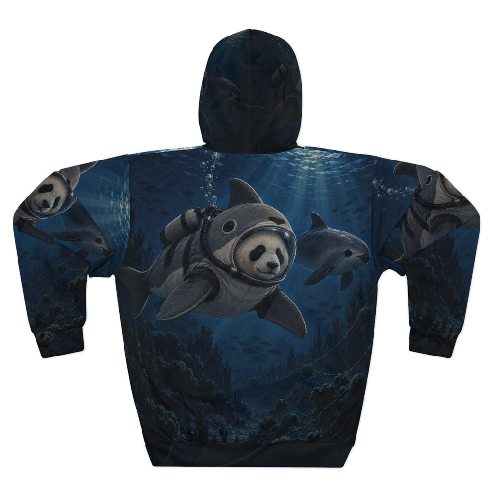 Back of the Zero-Tolerance Tide hoodie, with the coral-reef scene continuing across the garment.