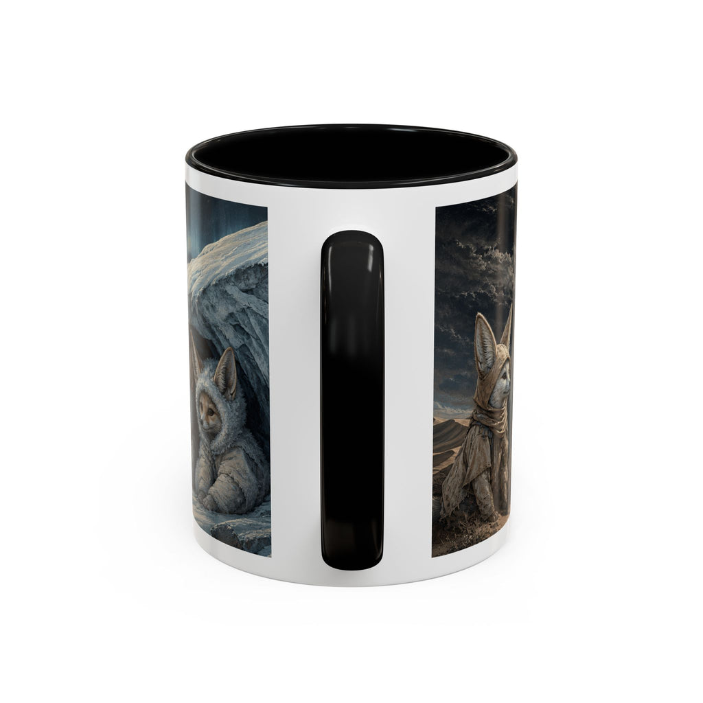 Arctic and fennec fox wraparound print on an 11oz ceramic mug, Wrong Habitat