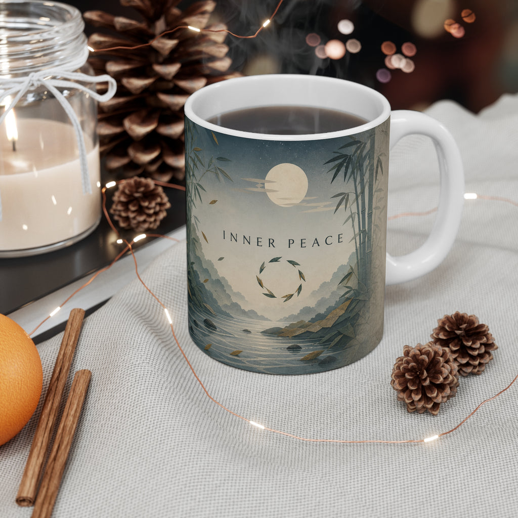 Zen raccoon 11oz ceramic coffee mug, Wrong Habitat