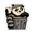 Trash panda sticker: a dumpster-diving panda in raccoon disguise, die-cut weatherproof decal