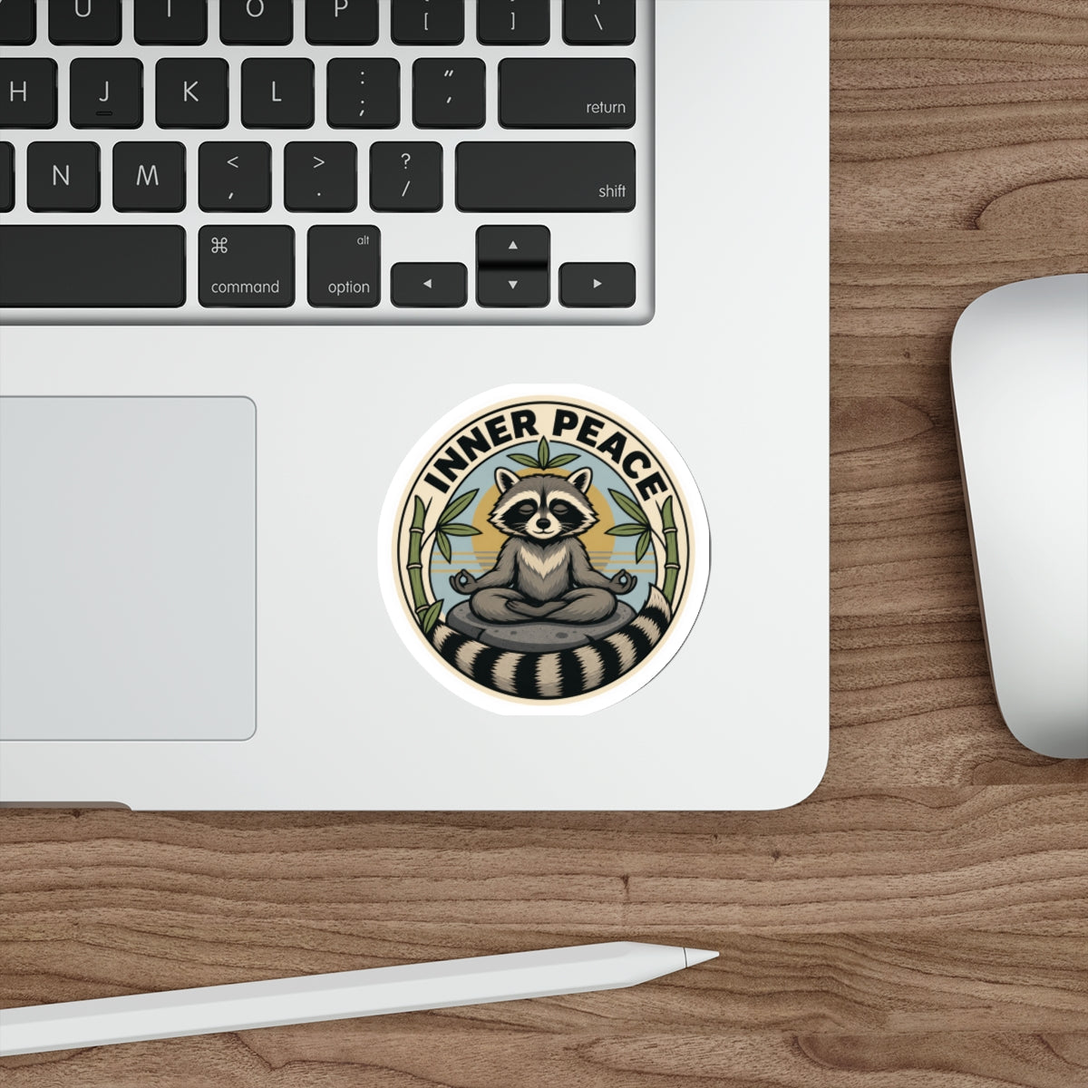 Inner Peace die-cut vinyl sticker size comparison, 3, 4 and 5 inch