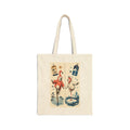 Flamingo and polar bear canvas tote bag: where the ice meets the lagoon, natural cotton canvas