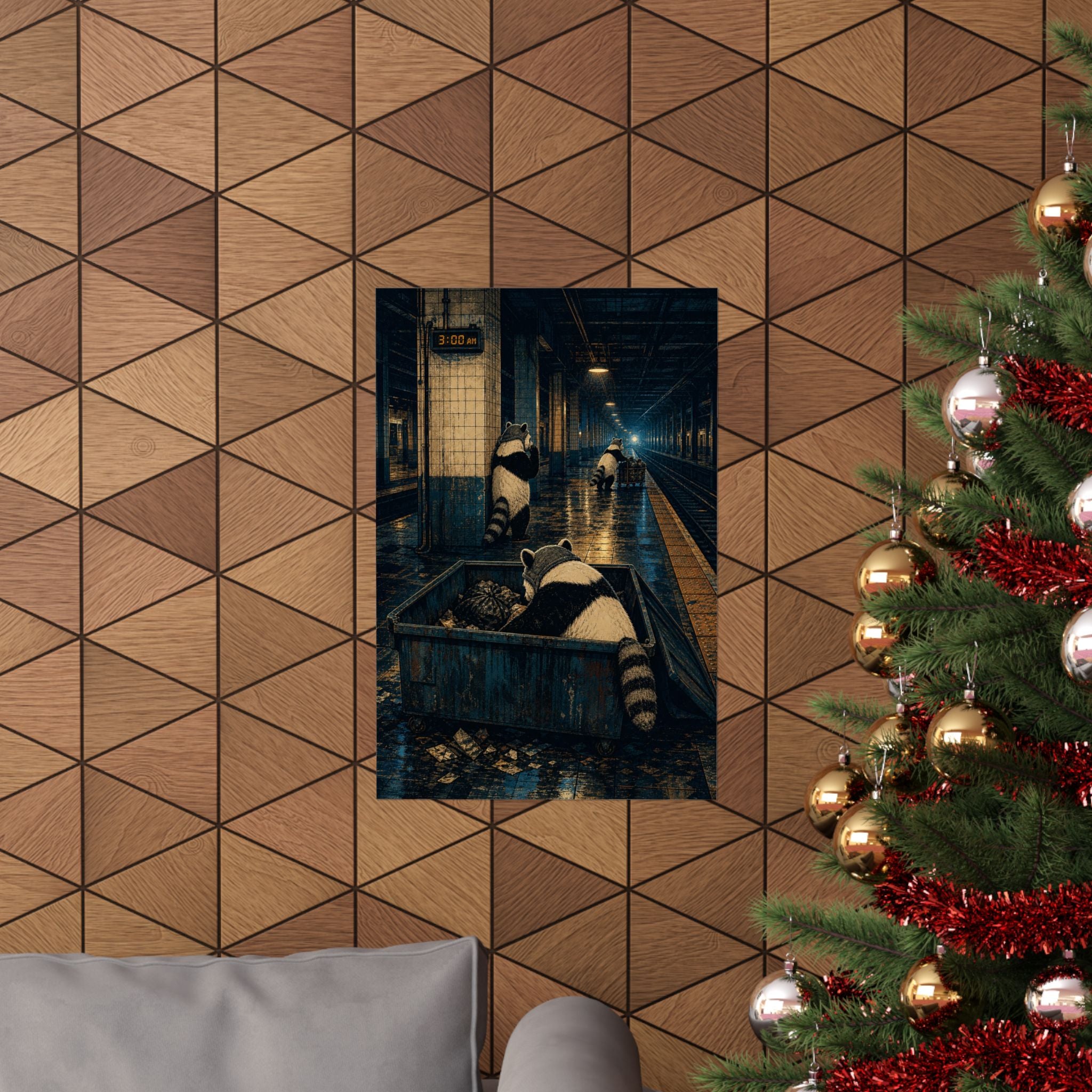 Trash panda neon city matte art print, Wrong Habitat — additional product view 2