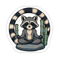 Bamboo raccoon sticker: a serene raccoon among bamboo, die-cut weatherproof vinyl decal