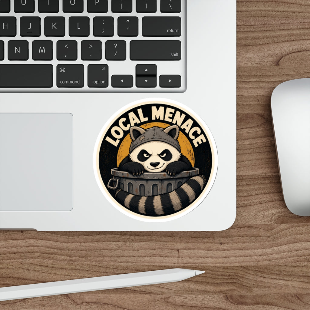 Local Menace trash panda die-cut weatherproof vinyl sticker, Wrong Habitat — additional product view 1
