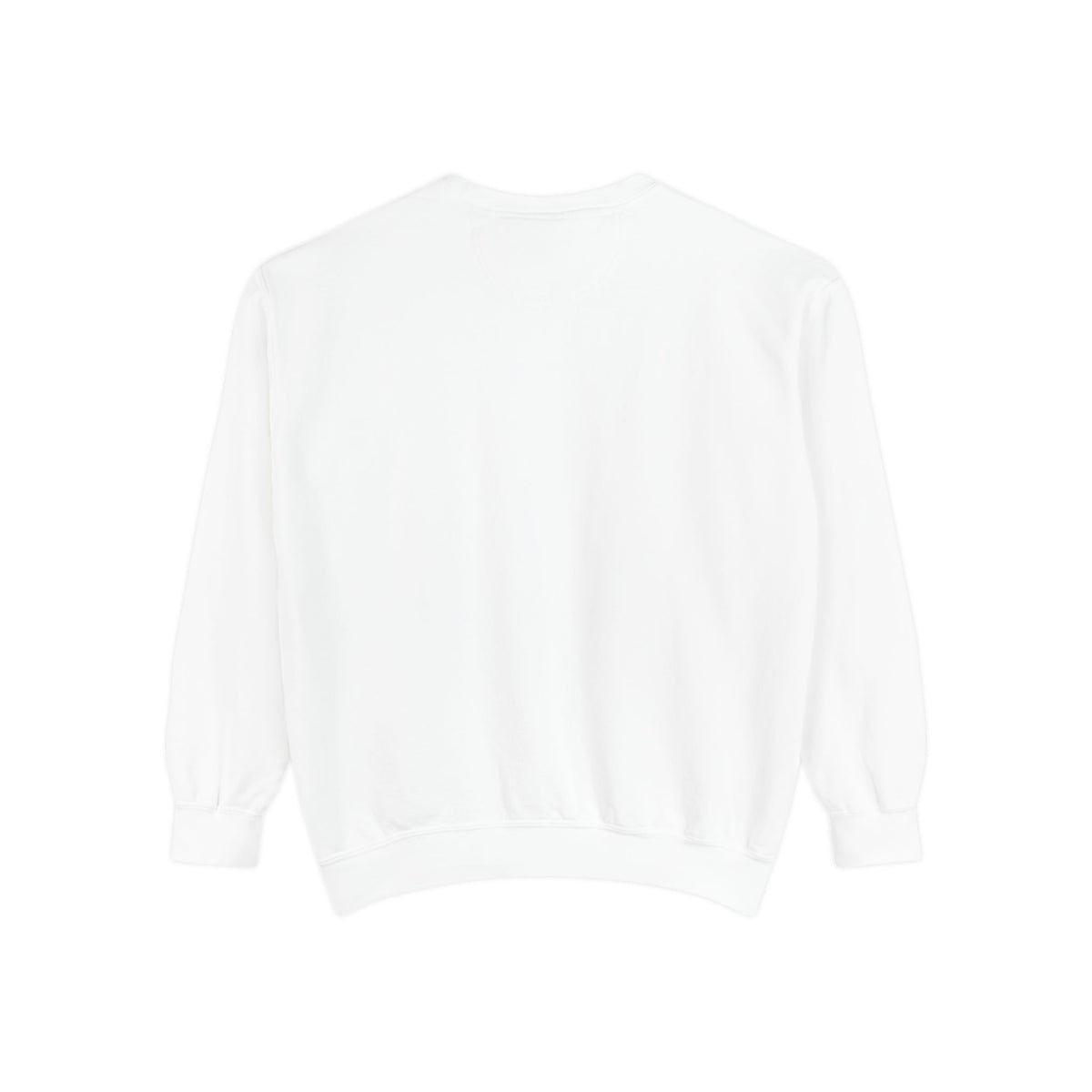 Back view of the white Canopy Is Not a Hallway sweatshirt; the back is plain.