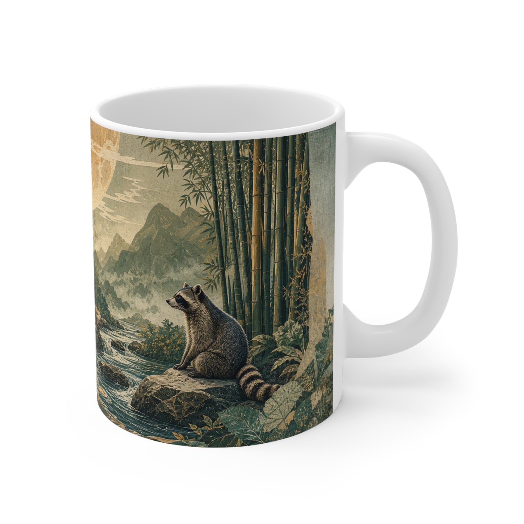 The Swap mug design detail: panda on one side, raccoon on the other