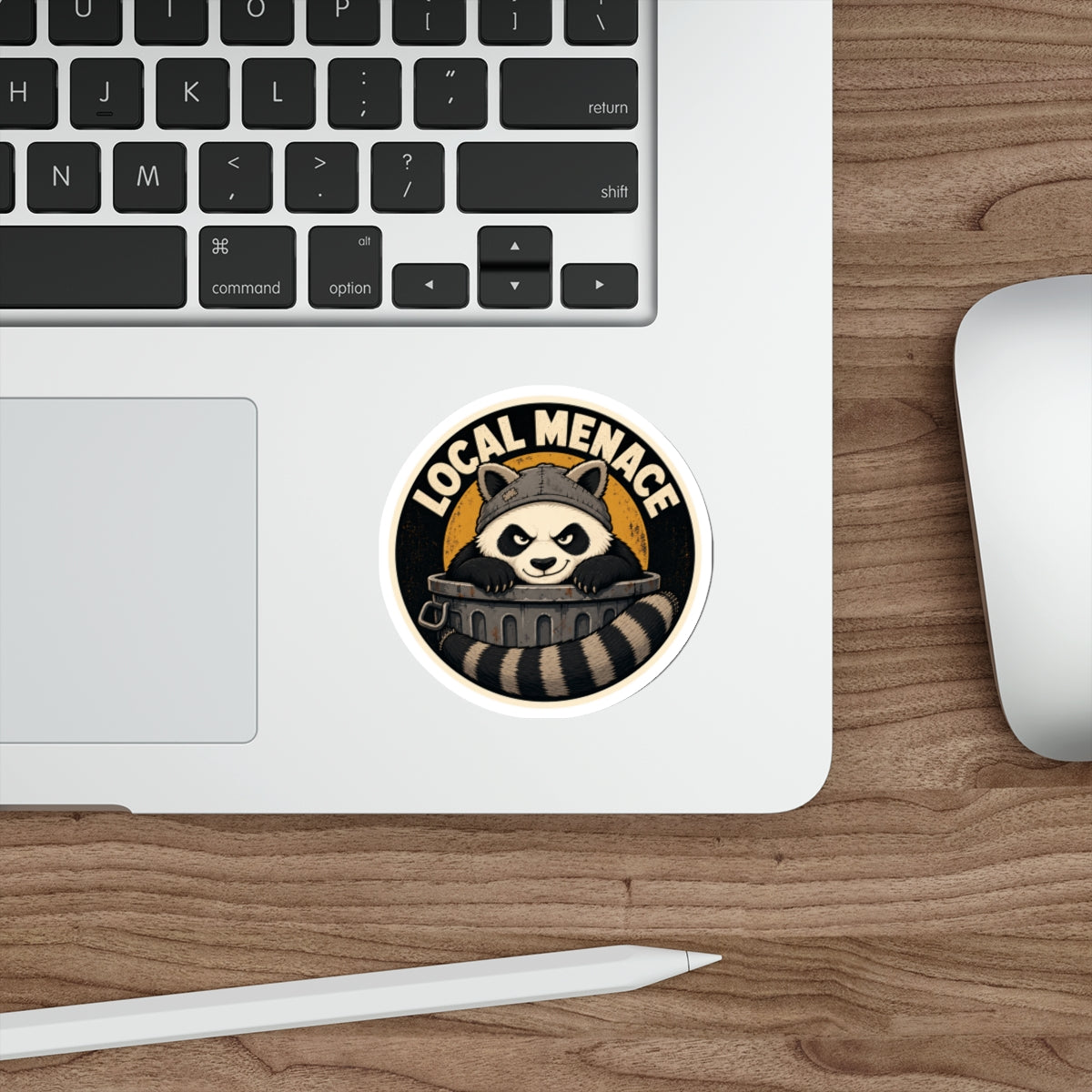 Local Menace die-cut vinyl sticker size comparison, 3, 4 and 5 inch
