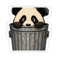 Peeking panda sticker: a small panda looking out of a trash can, die-cut vinyl decal