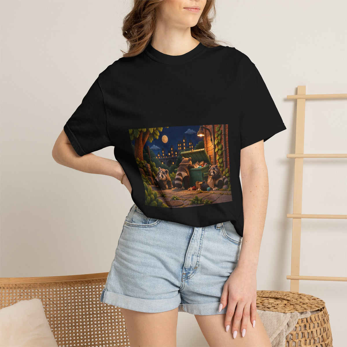The Night Tourist panda costume tee in black, Wrong Habitat — view 4